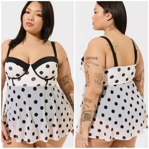 Torrid Black and White Polka Dot Swim One Piece